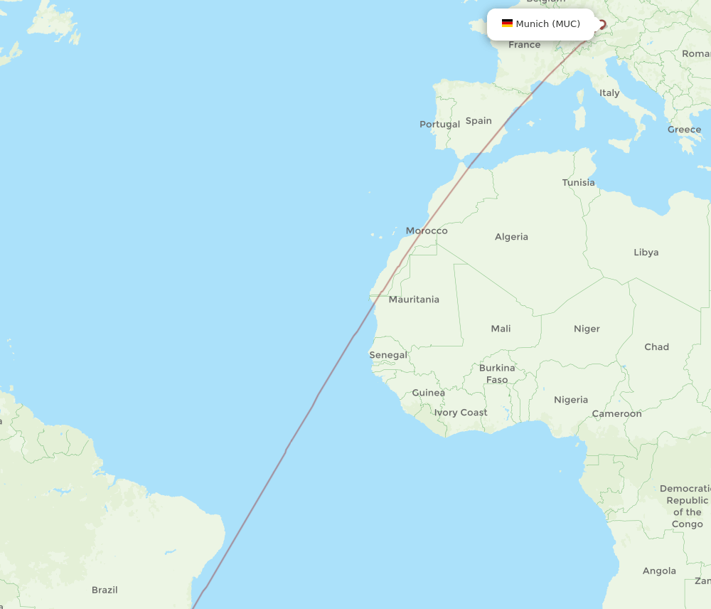 CWB-MUC flight routes