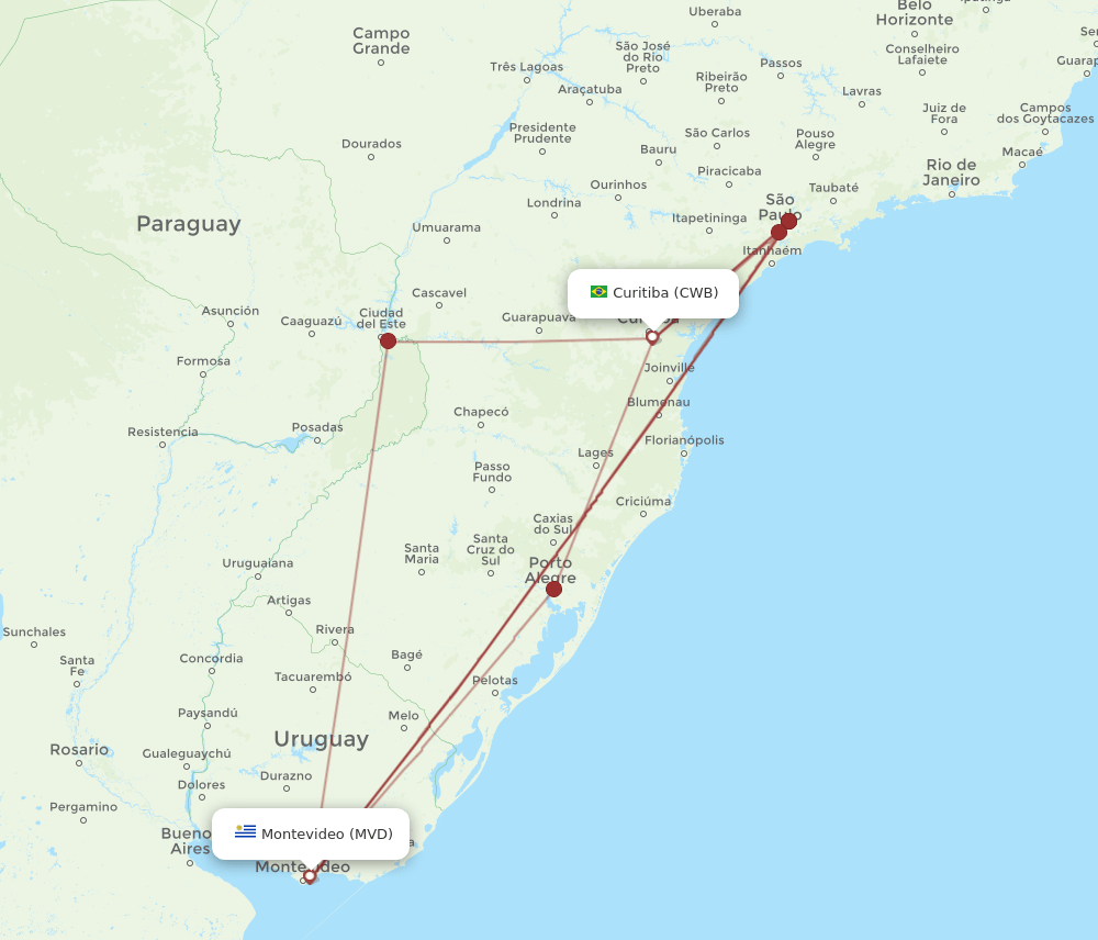 CWB-MVD flight routes