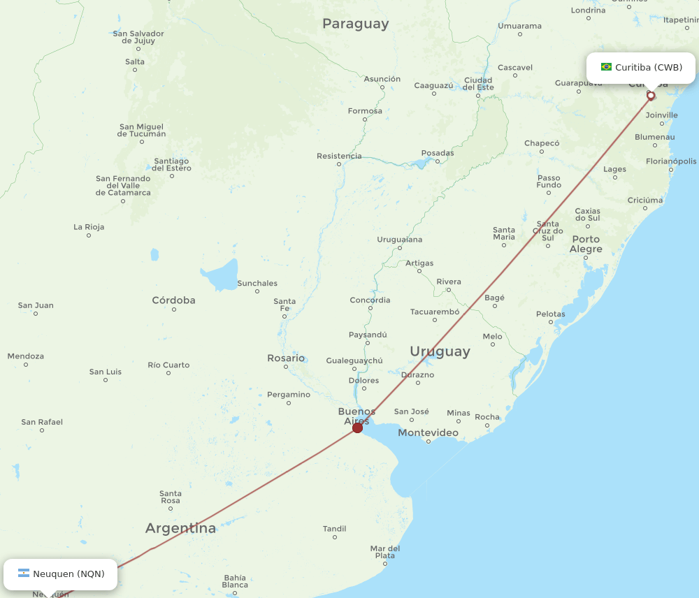 CWB-NQN flight routes