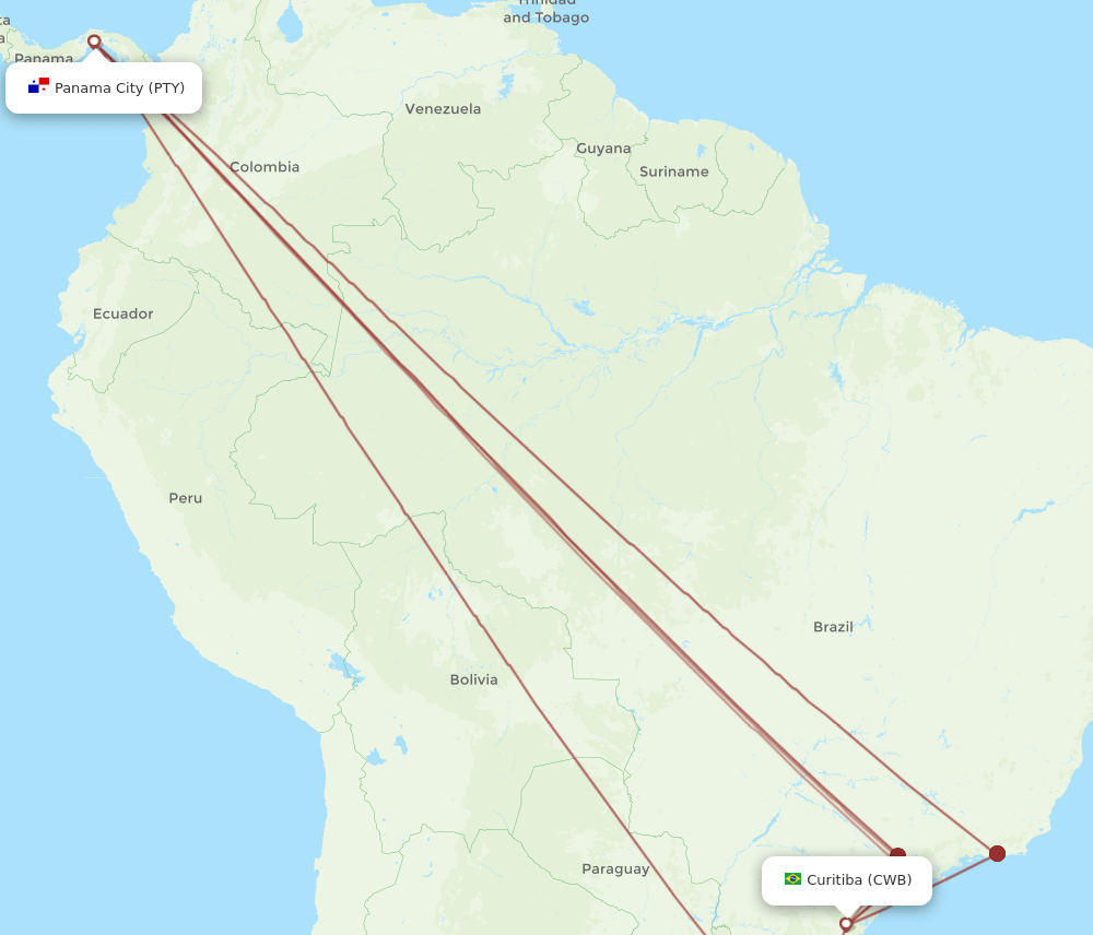 CWB-PTY flight routes