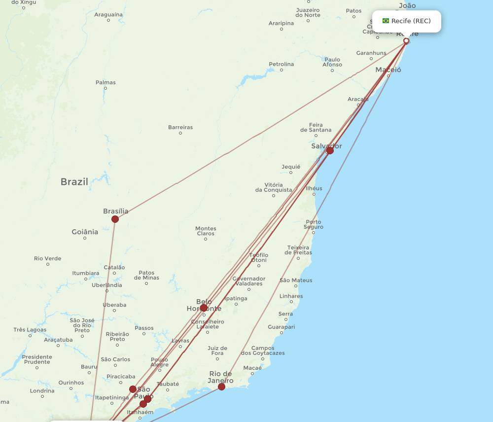 CWB-REC flight routes