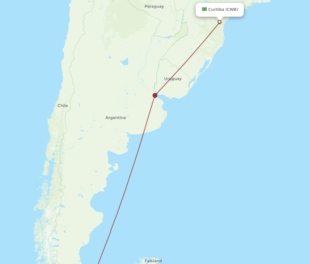 CWB to RGA flights and routes map