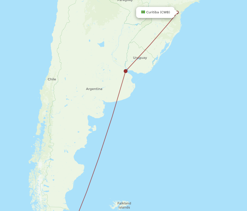 CWB-USH flight routes
