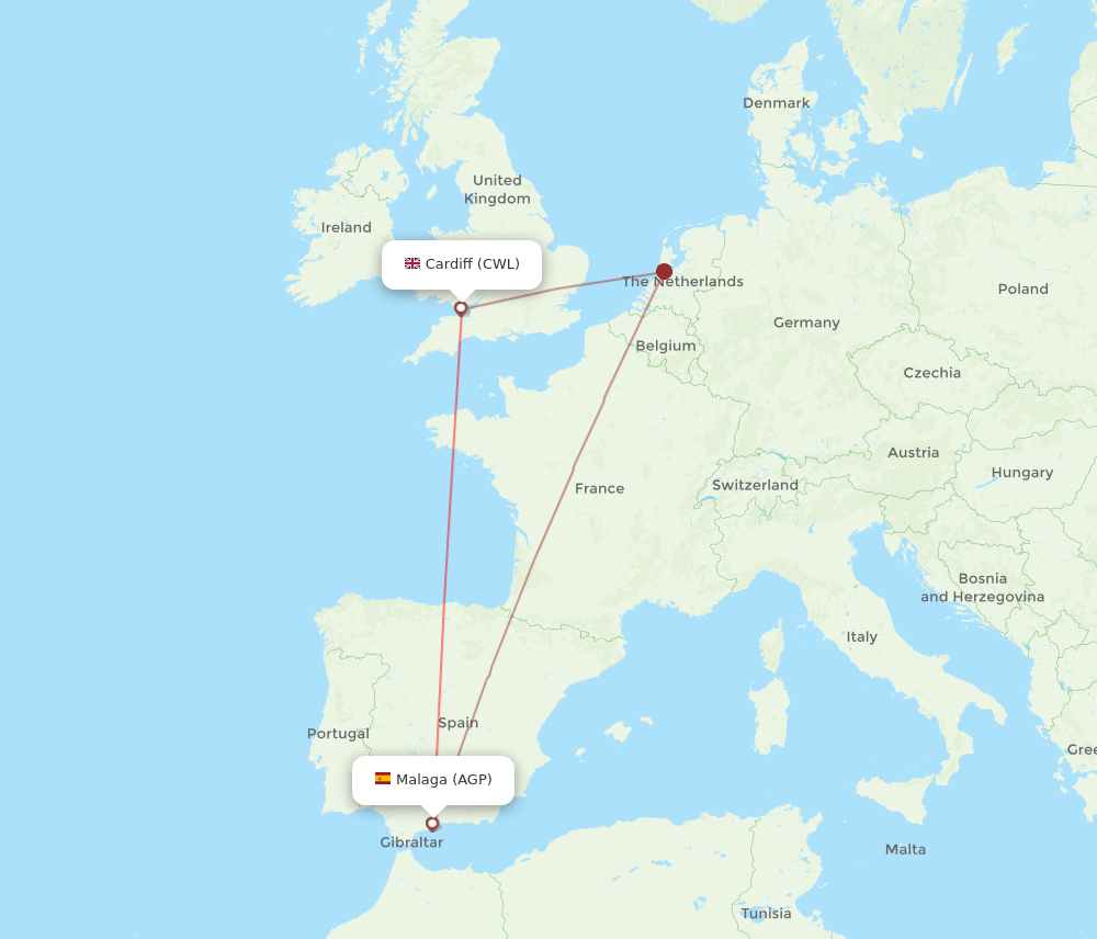 CWL-AGP flight routes