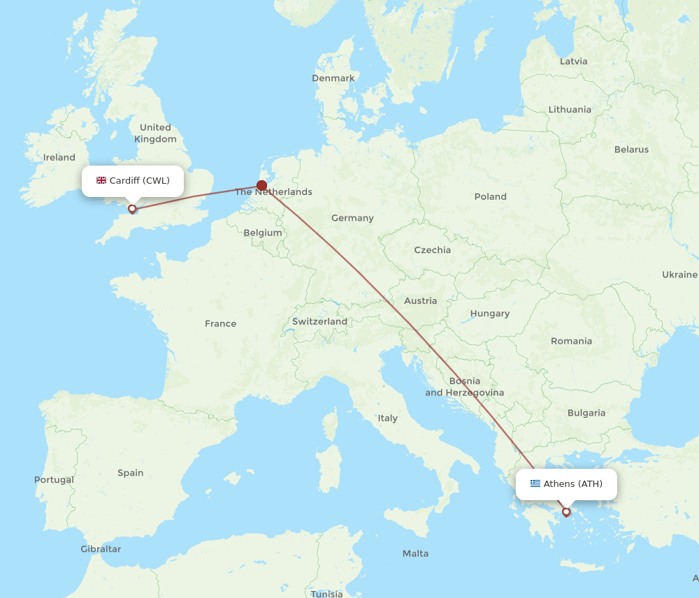CWL-ATH flight routes
