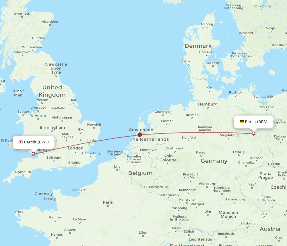 CWL-BER flight routes