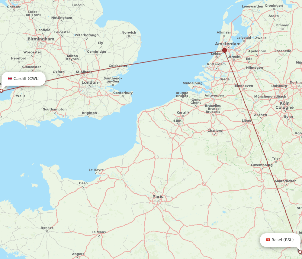 CWL-BSL flight routes