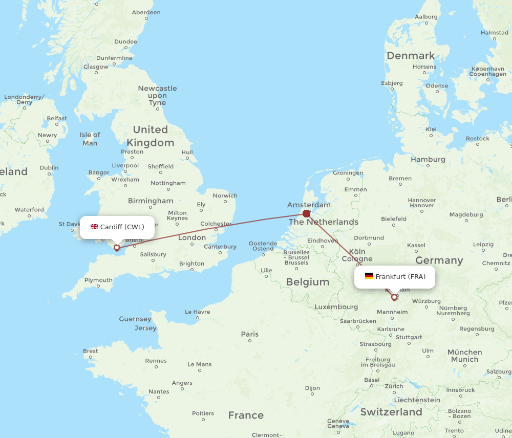 CWL-FRA flight routes