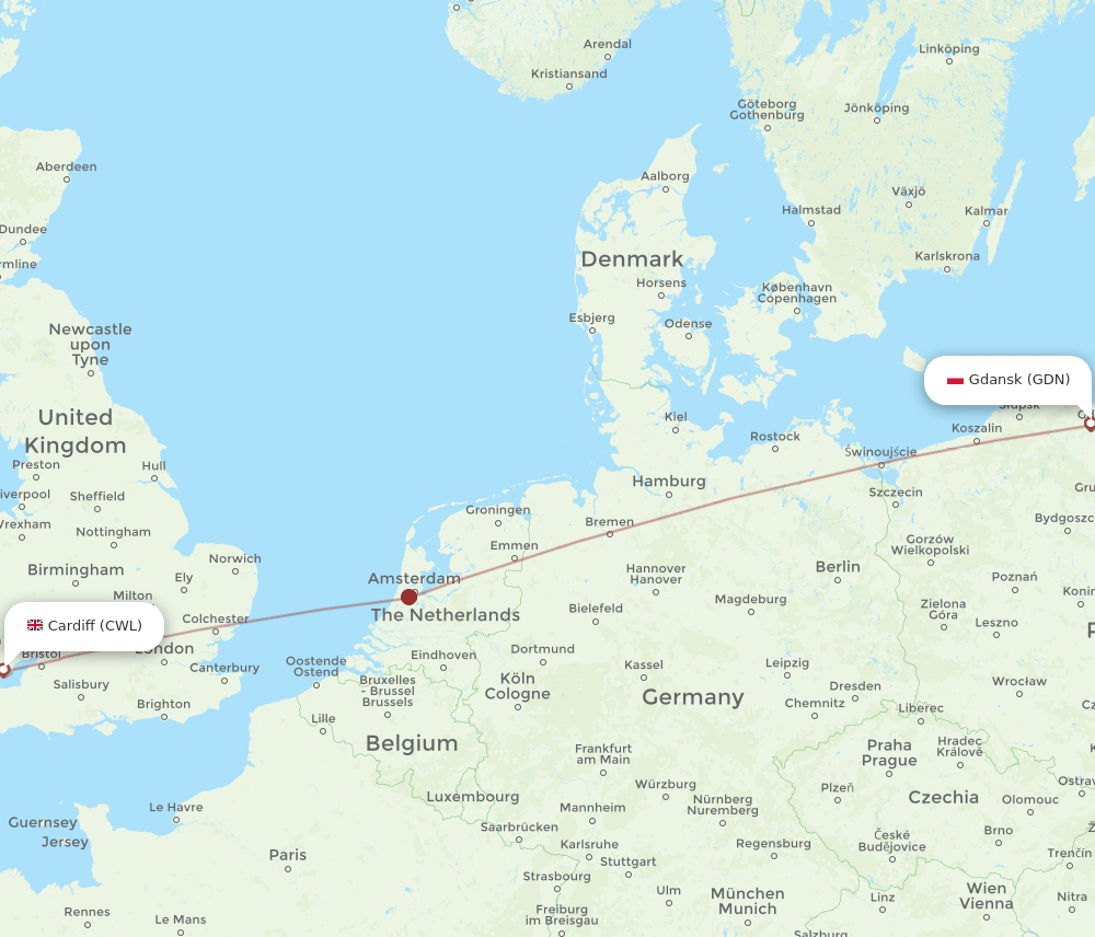 CWL-GDN flight routes