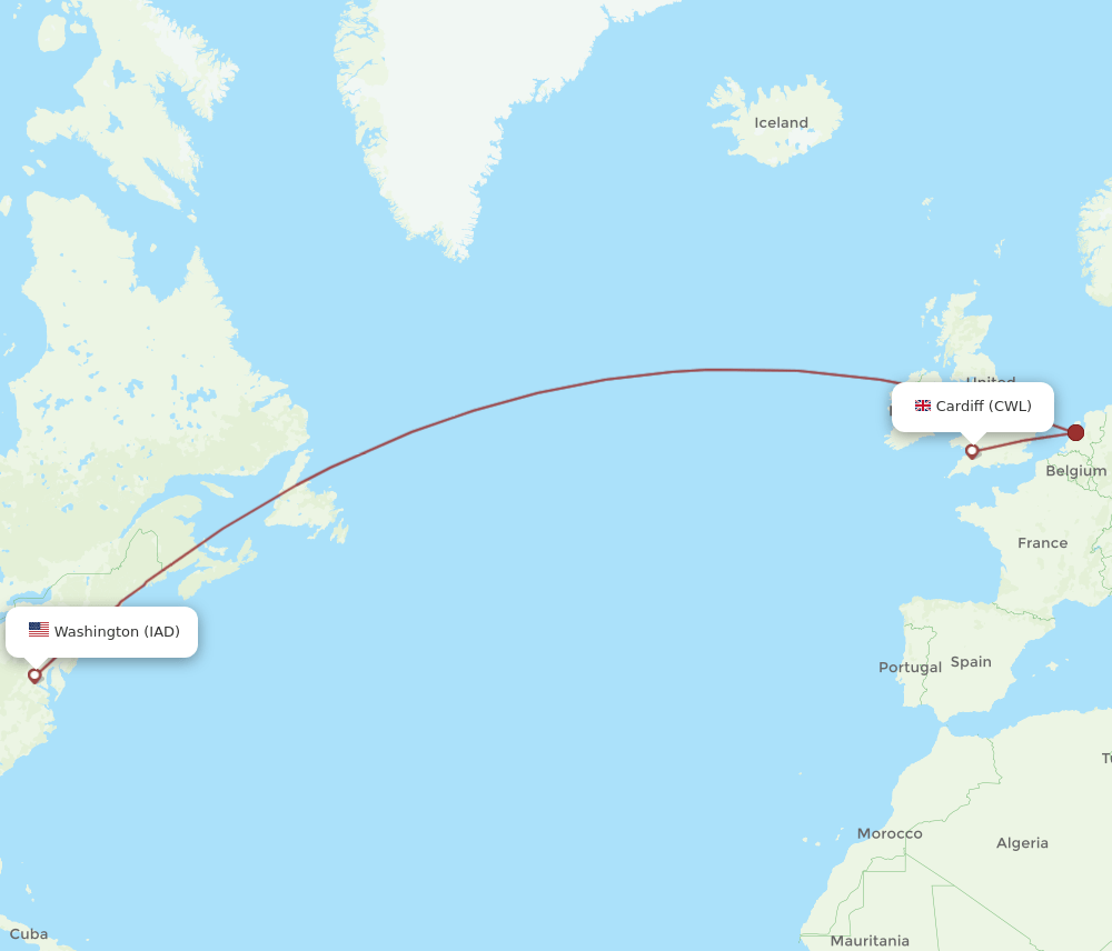 CWL-IAD flight routes