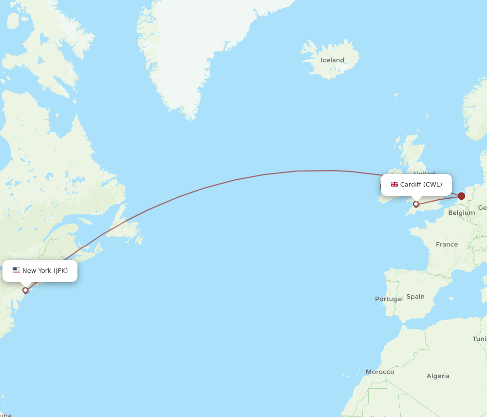 CWL-JFK flight routes