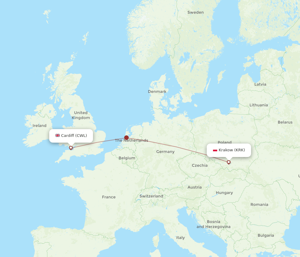 CWL-KRK flight routes