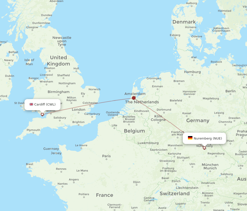 CWL-NUE flight routes