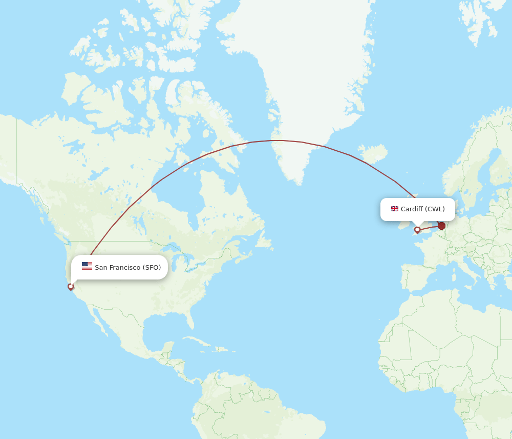CWL-SFO flight routes