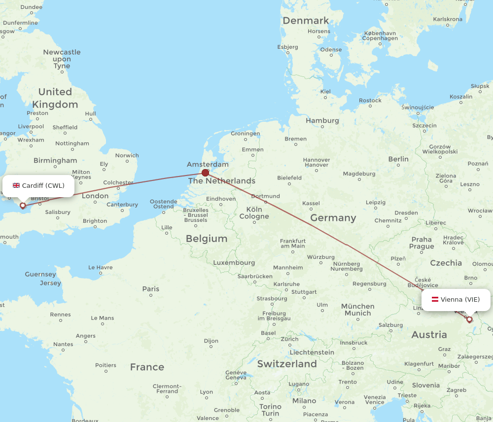 CWL-VIE flight routes