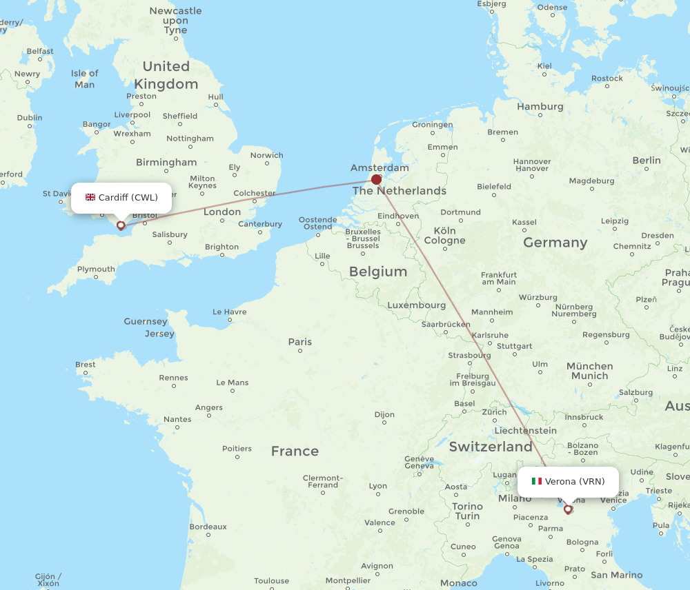 CWL-VRN flight routes