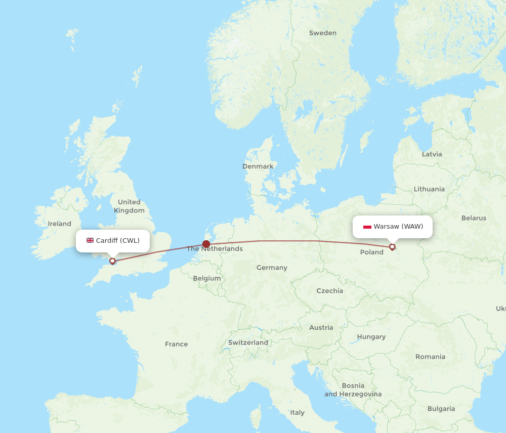 CWL-WAW flight routes