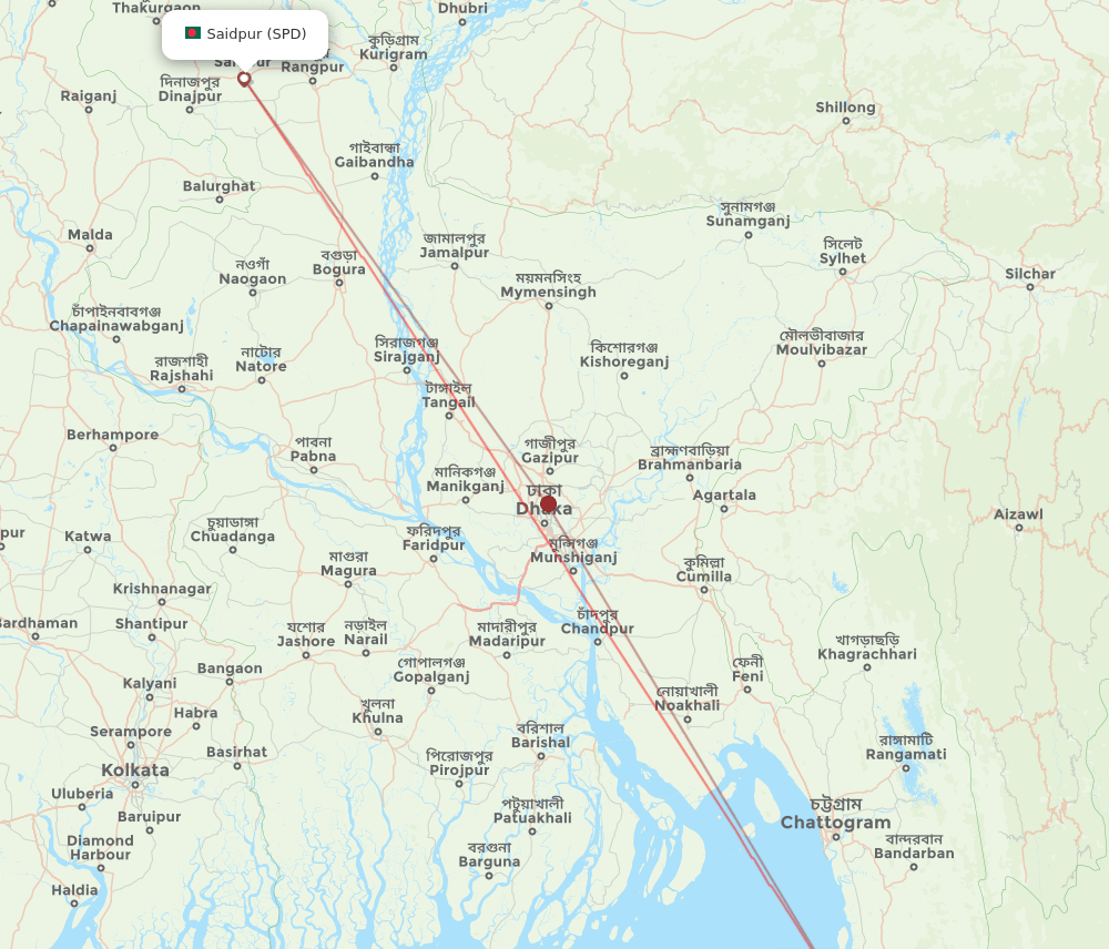 CXB to SPD flights and routes map