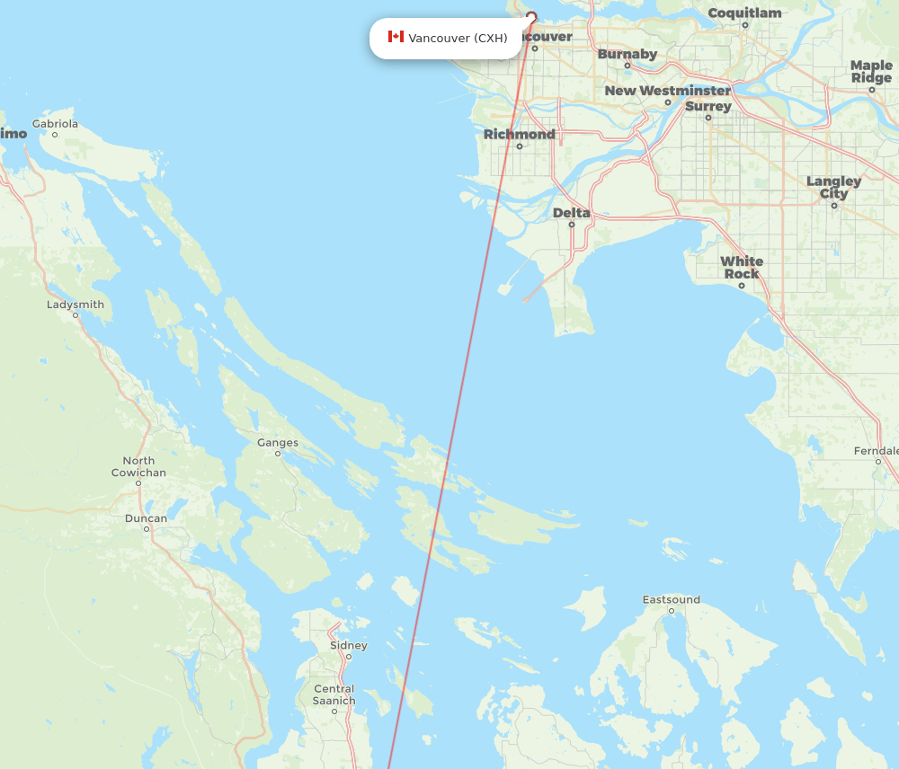 CXH to YWH flights and routes map