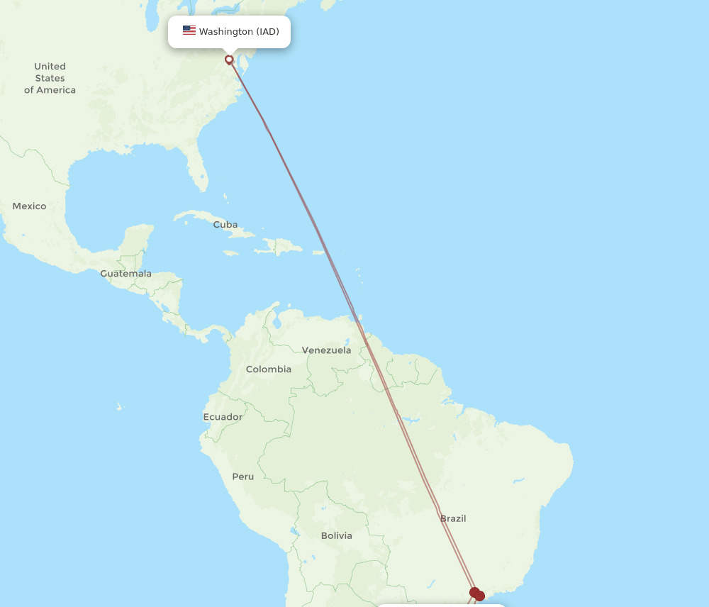 CXJ-IAD flight routes