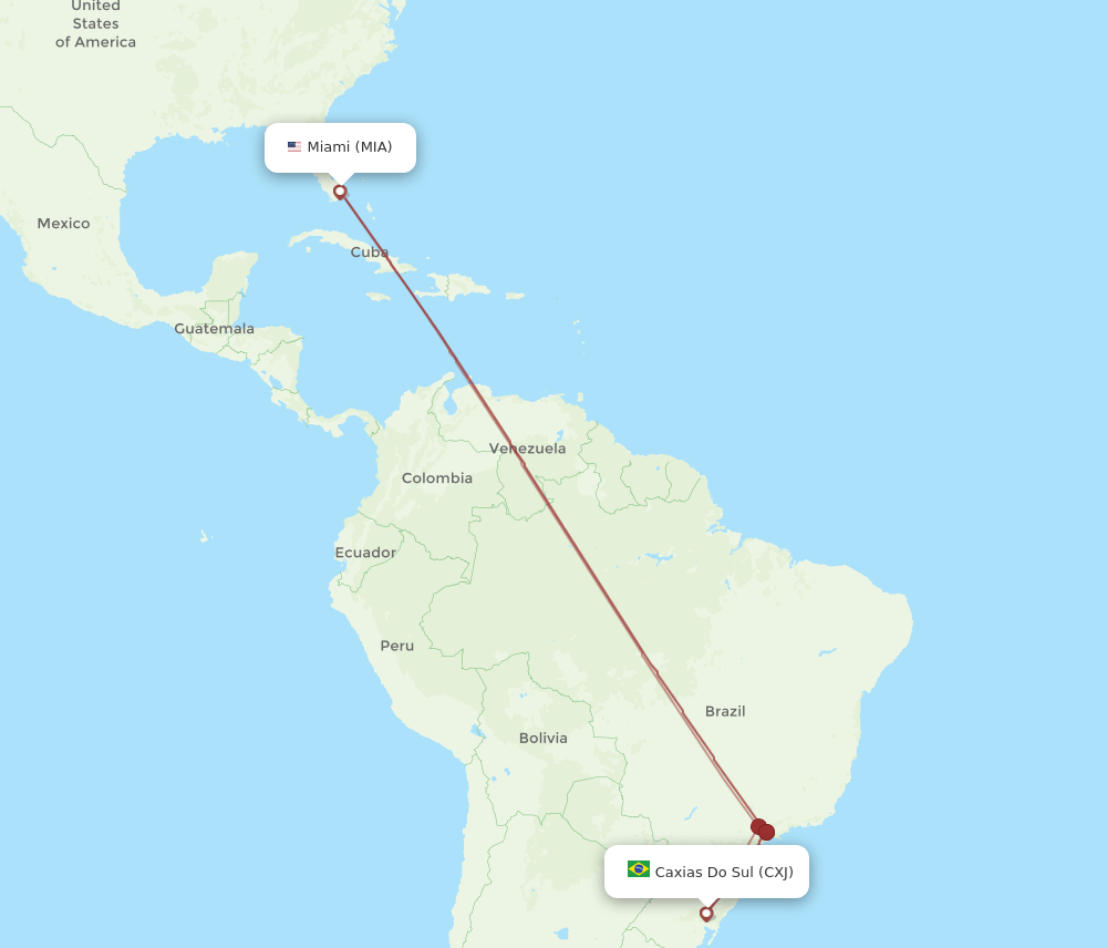 CXJ-MIA flight routes