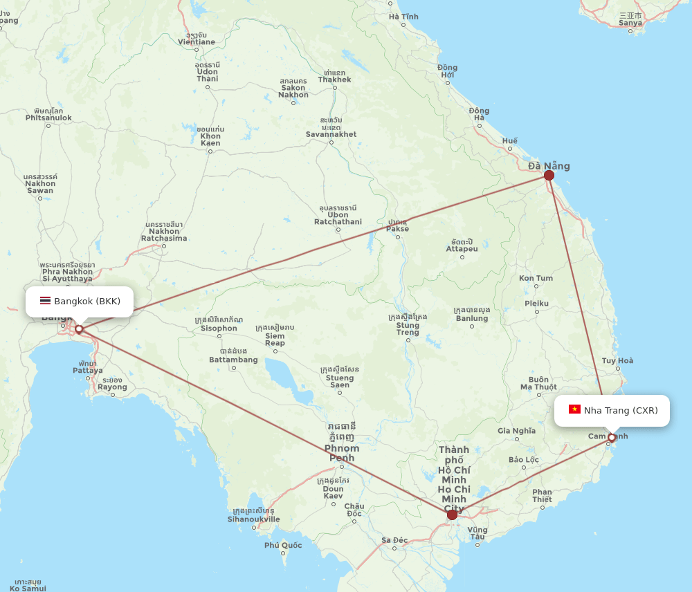 CXR to BKK flights and routes map