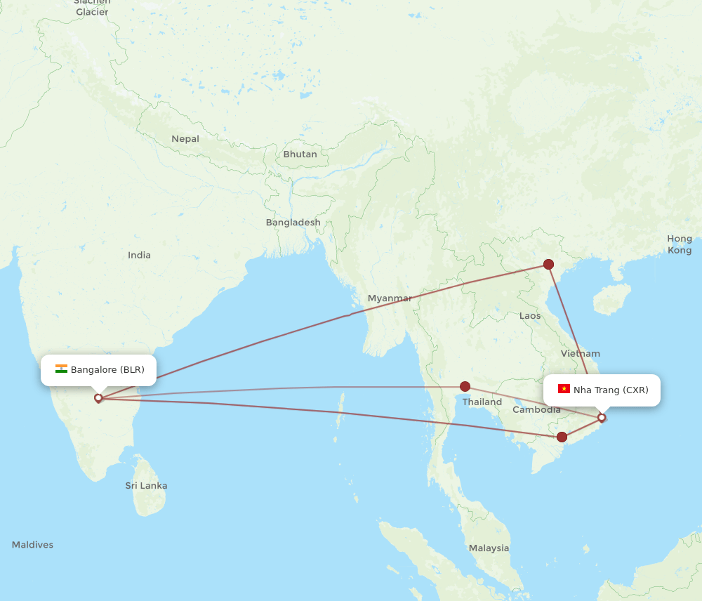 CXR-BLR flight routes