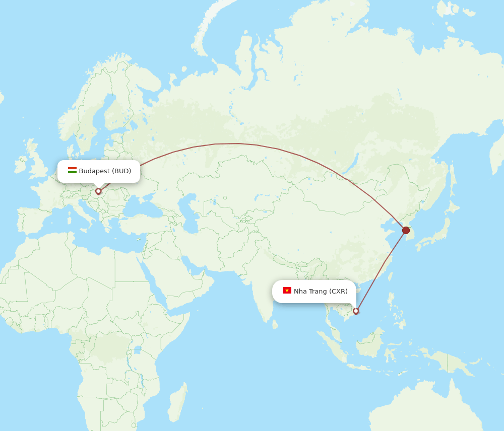 CXR to BUD flights and routes map