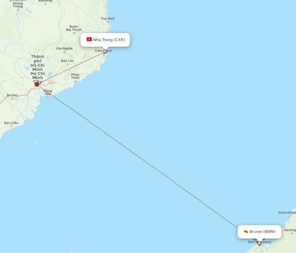 CXR-BWN flight routes