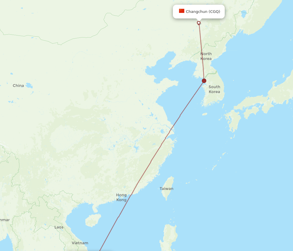 CXR to CGQ flights and routes map