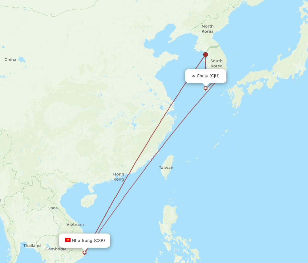 CXR to CJU flights and routes map