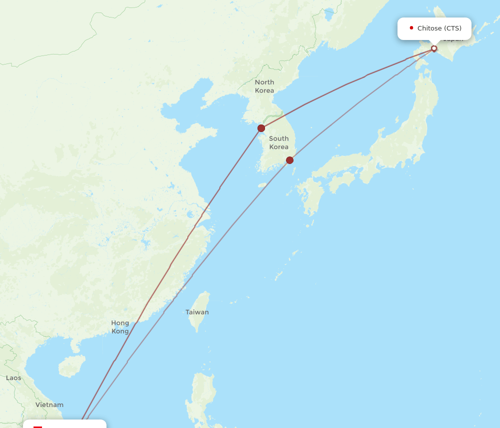 CXR to CTS flights and routes map