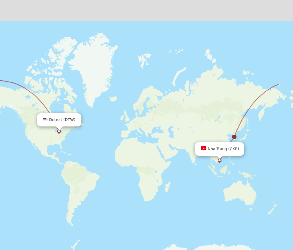 CXR-DTW flight routes