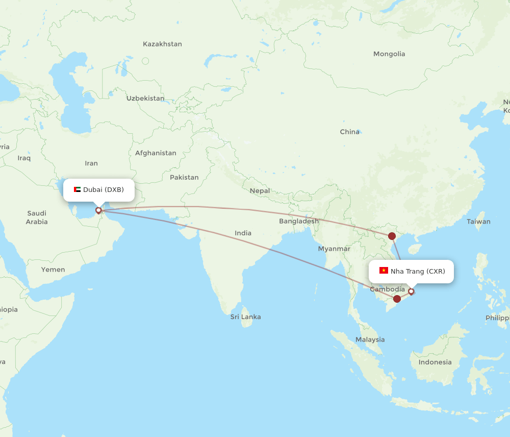 CXR-DXB flight routes