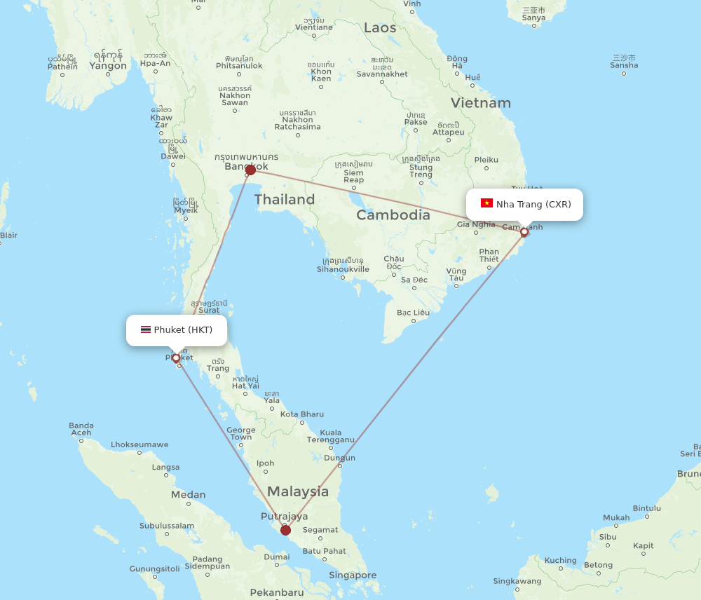 CXR-HKT flight routes