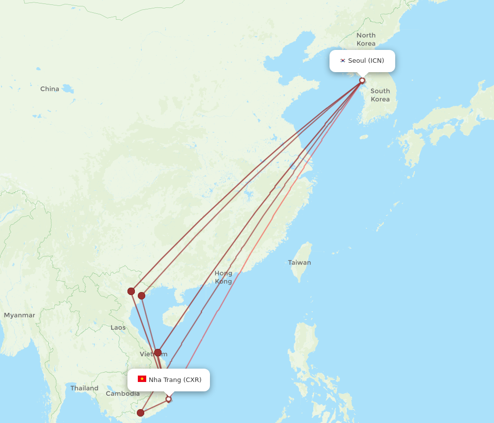CXR to ICN flights and routes map