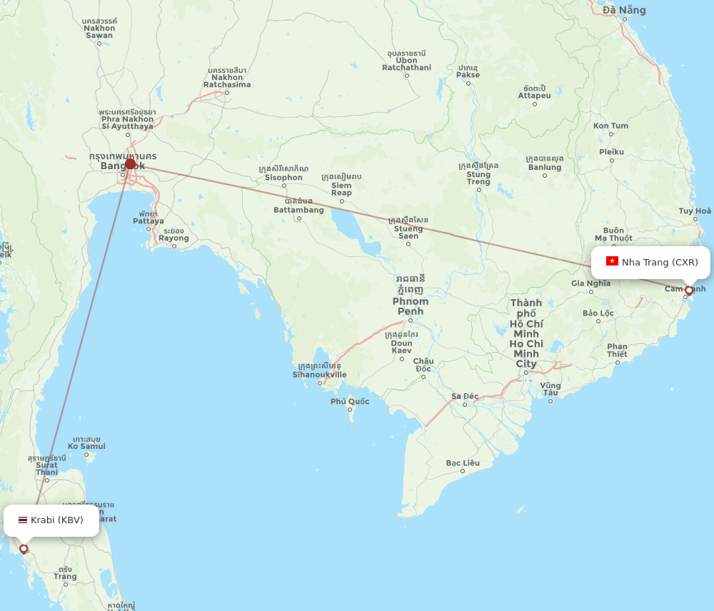 CXR to KBV flights and routes map