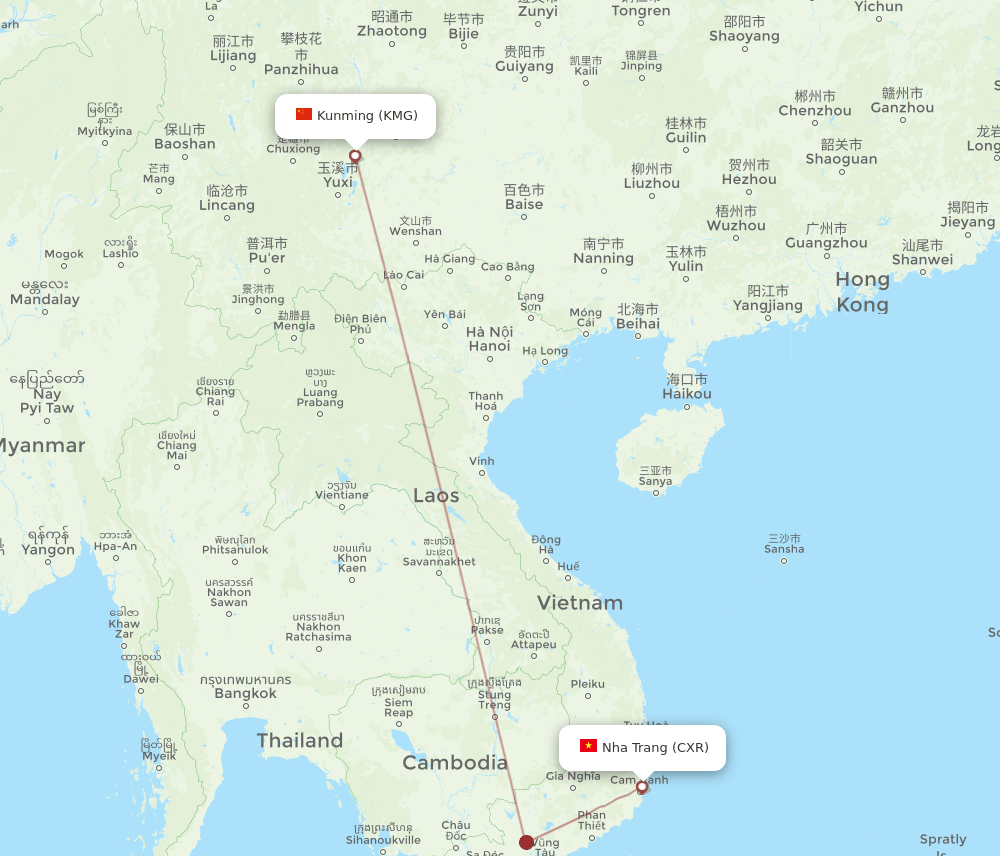 CXR-KMG flight routes