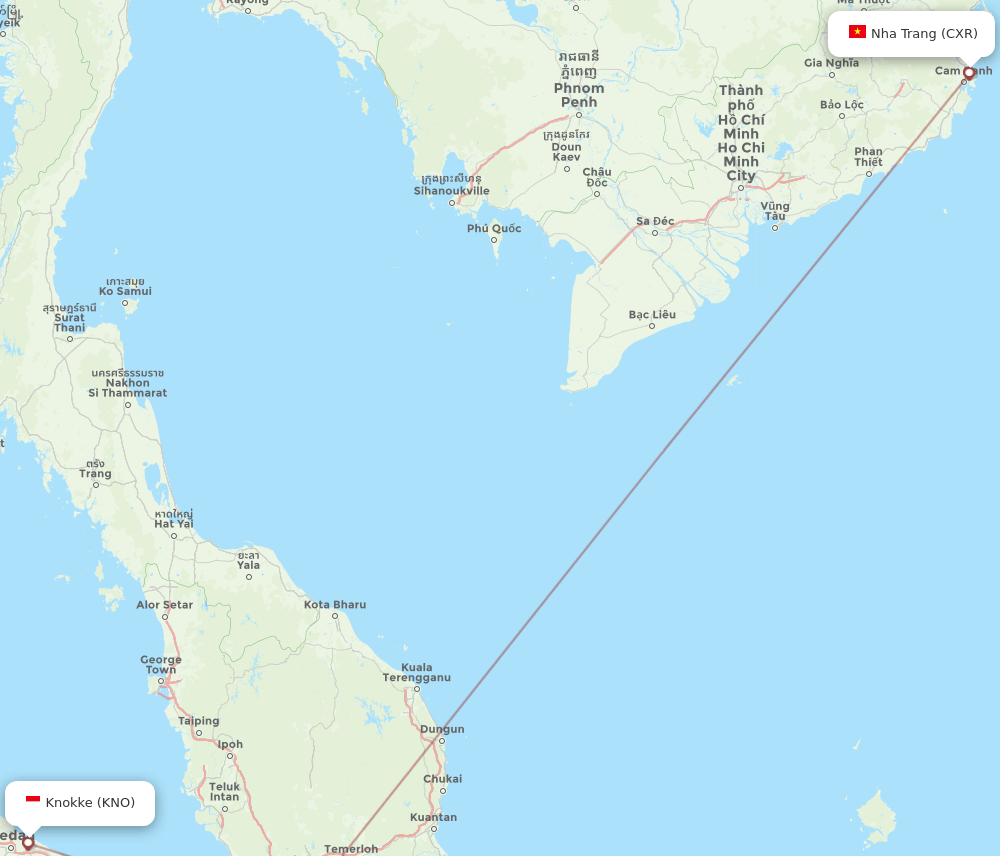 CXR to KNO flights and routes map