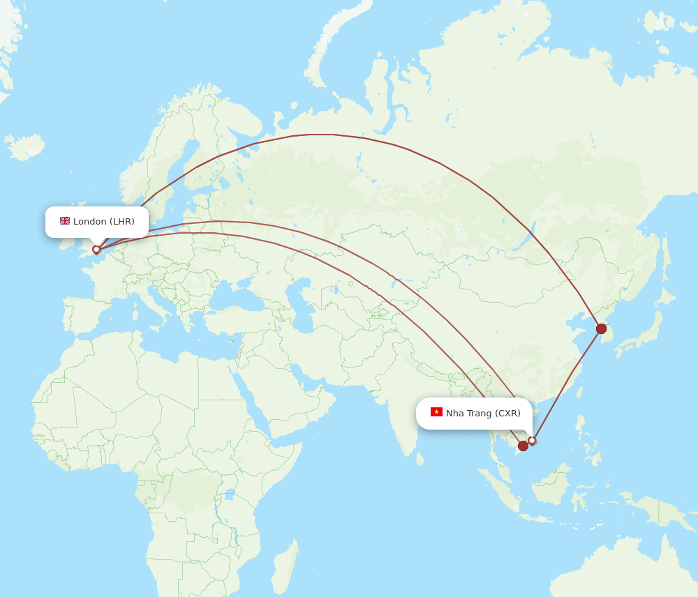 CXR-LHR flight routes