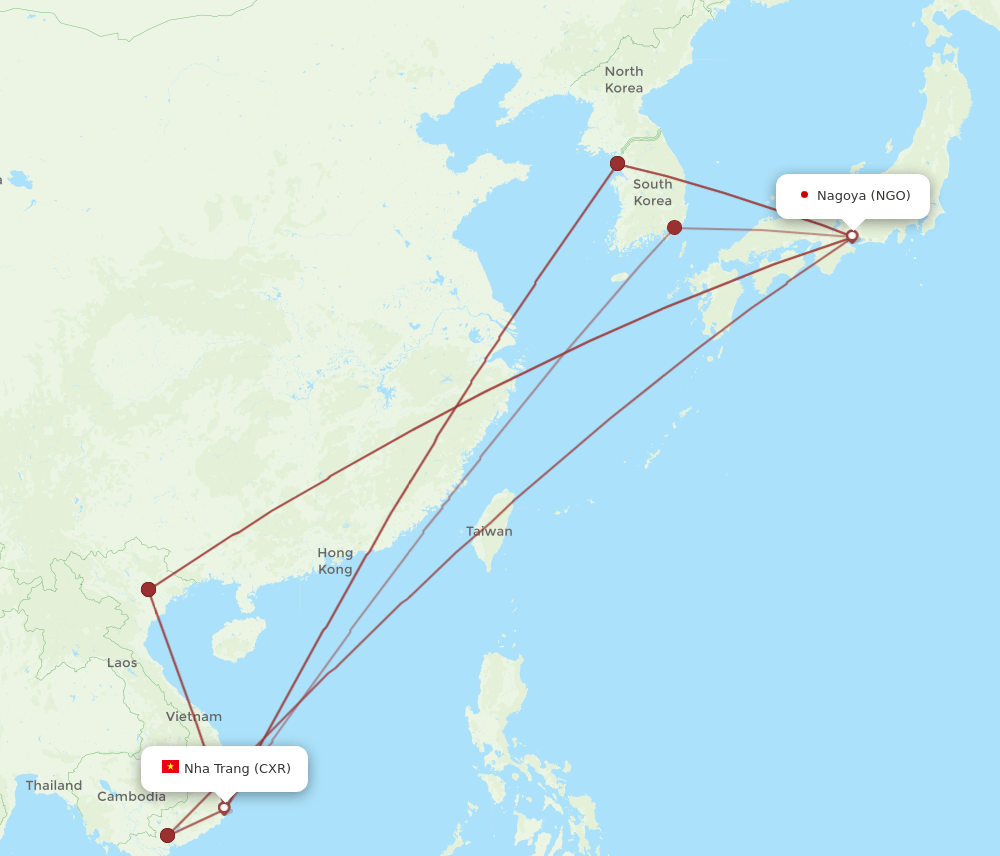CXR-NGO flight routes