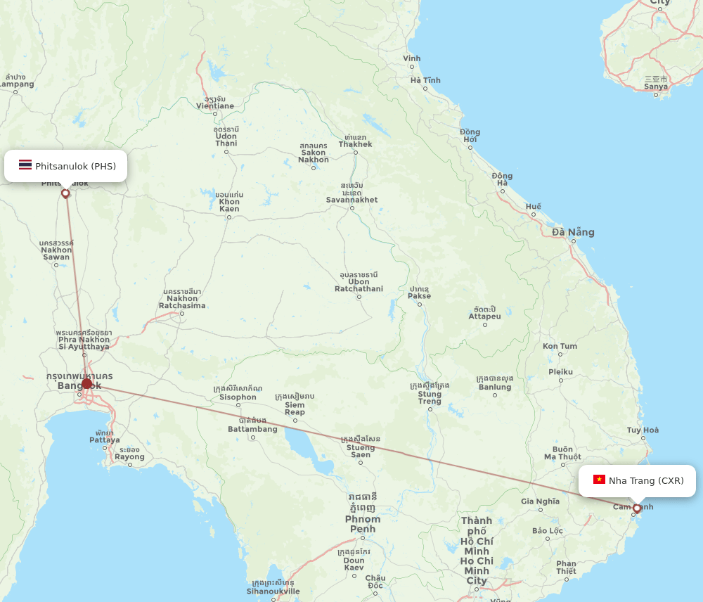 CXR to PHS flights and routes map