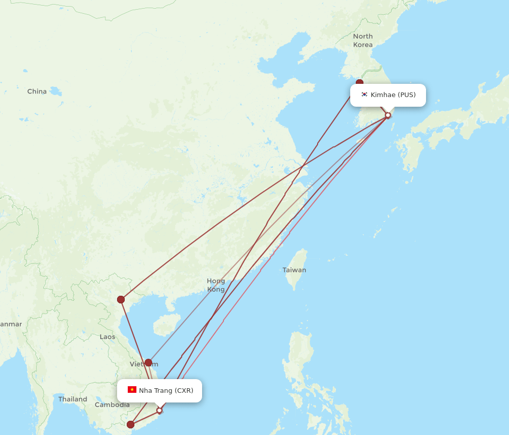 CXR to PUS flights and routes map