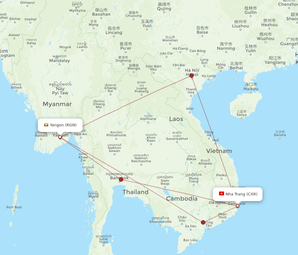CXR-RGN flight routes