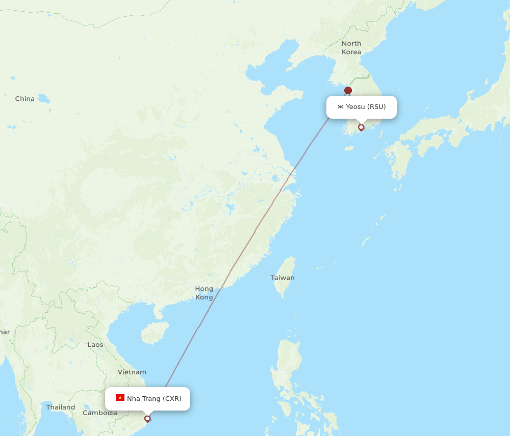 RSU to CXR flights and routes map