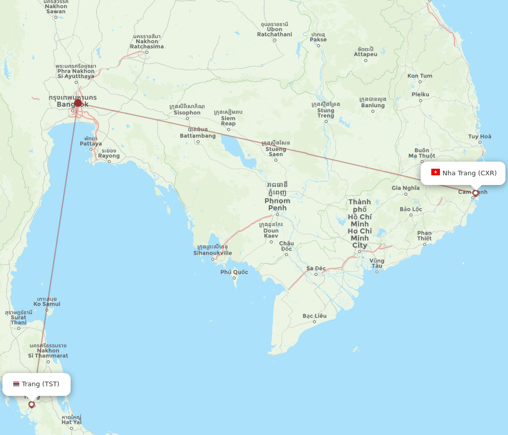 CXR to TST flights and routes map