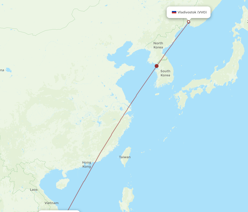 Nha Trang - Vladivostok route map and flight paths