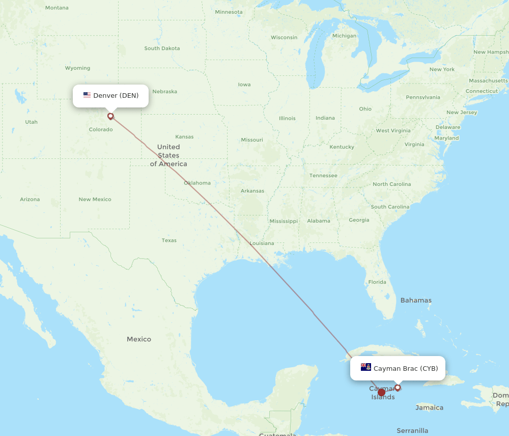 CYB-DEN flight routes
