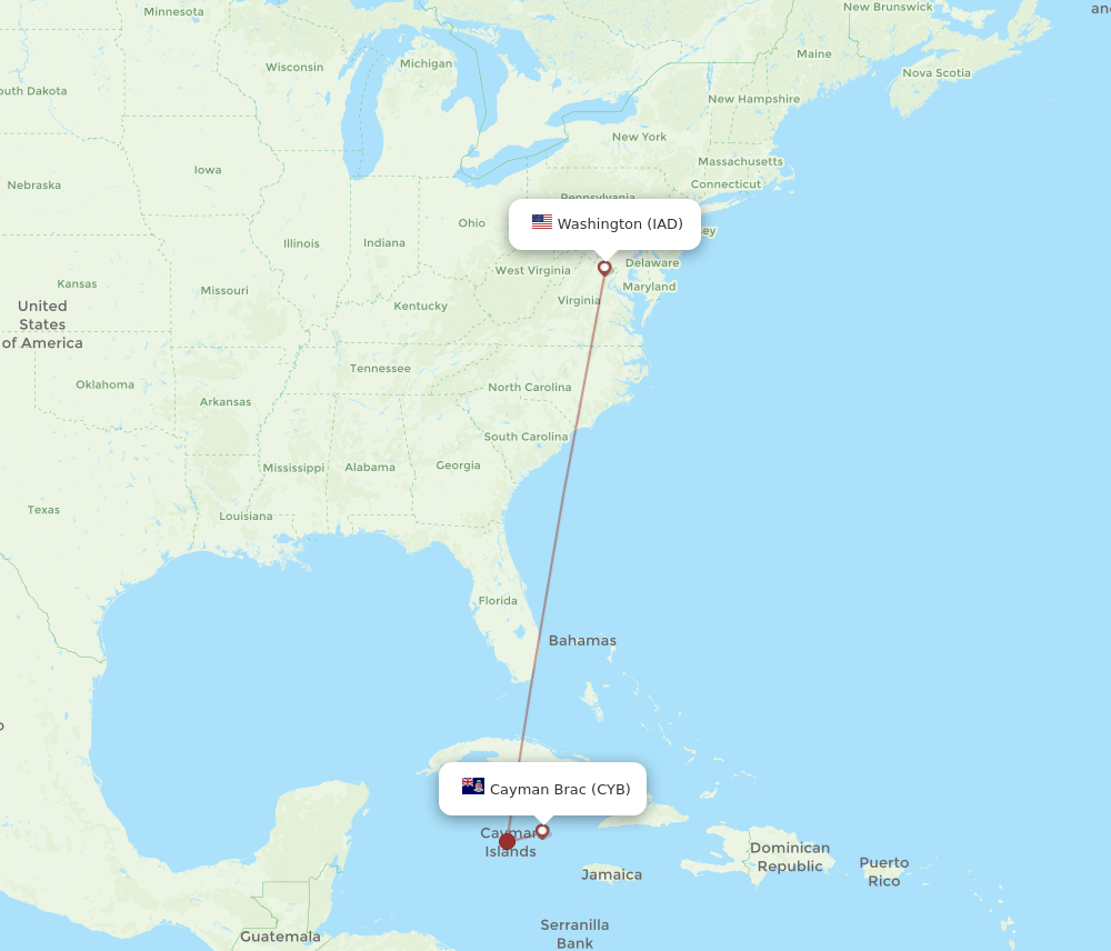 CYB-IAD flight routes