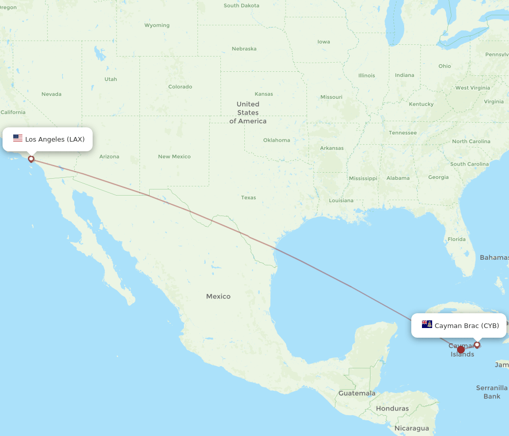 CYB-LAX flight routes